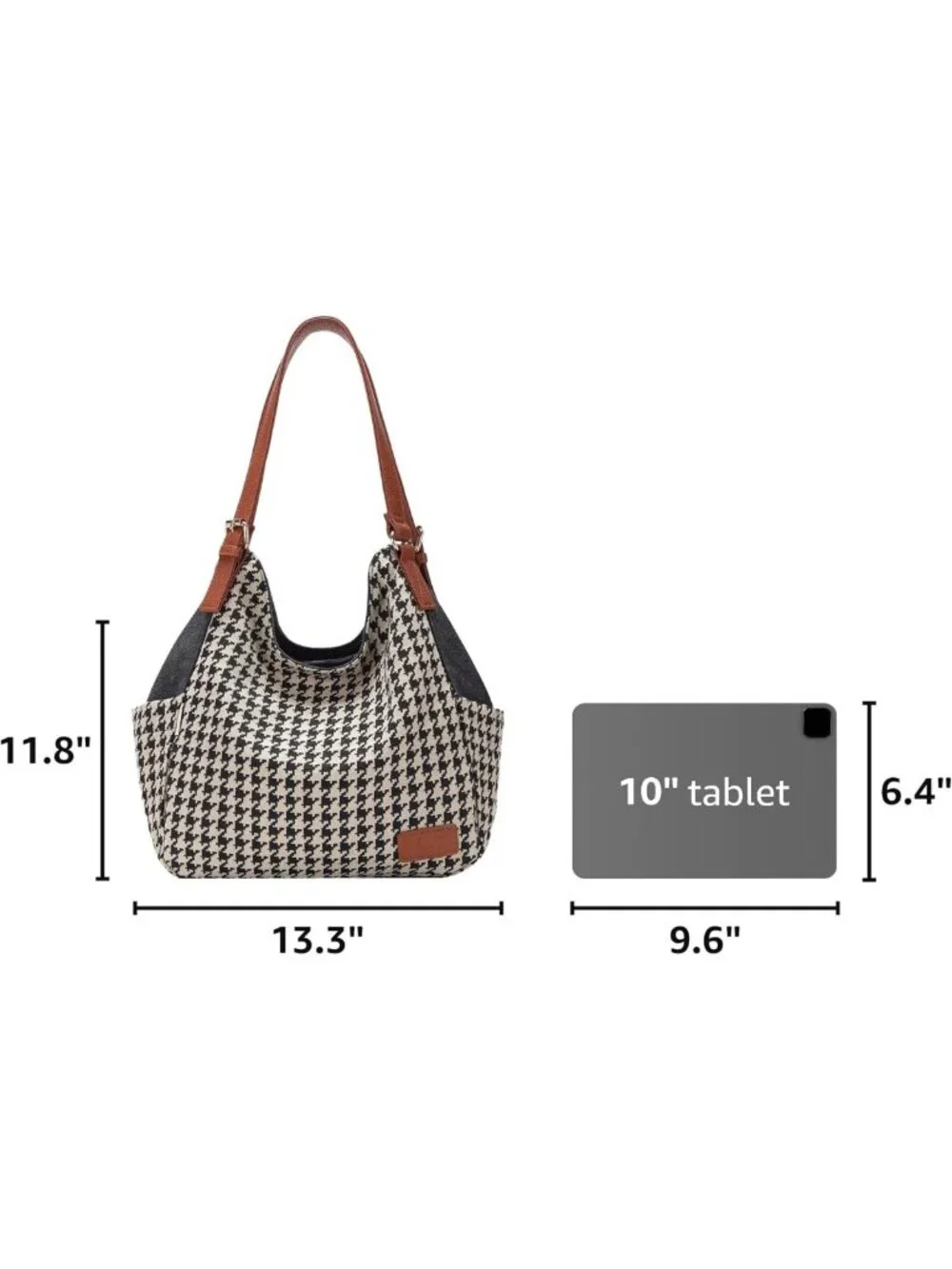 Stylish Canvas Hobo Tote Bag with Multi Pockets, Embroidery, Casual Shoulder